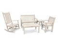 Polywood Vineyard 5-Piece Bench & Rocking Chair Set Sand