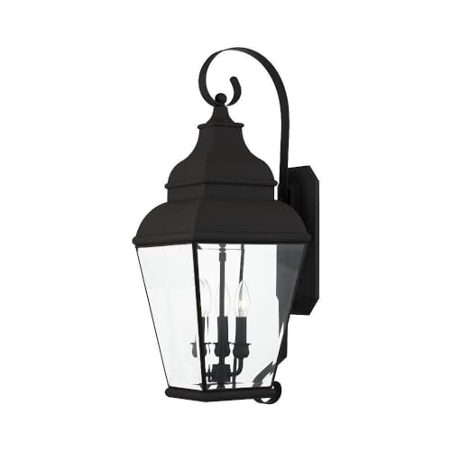 Livex Black Exeter 3 Light Outdoor Wall Lantern