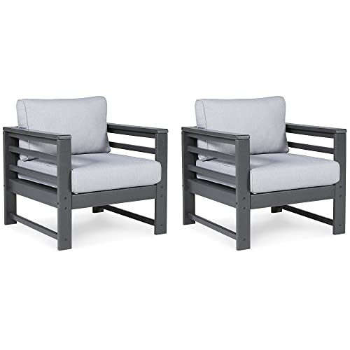 Signature Design by Ashley Outdoor Amora HDPE Patio Lounge Chair 2 Count Grey