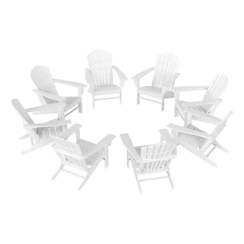 Costaelm Portside Classic Outdoor Adirondack Chairs Set of 8 White
