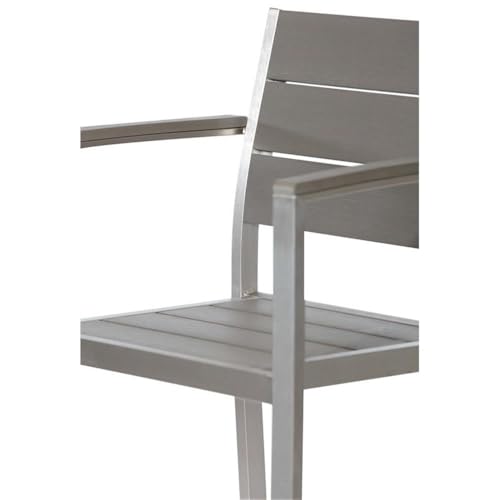Pemberly Row 44" Aluminum Outdoor Bar Stools Set of 6 Grey