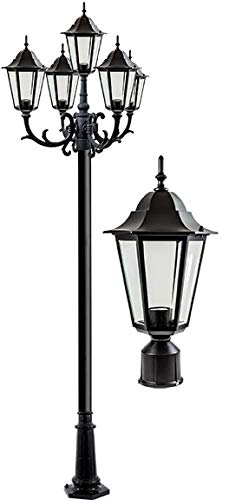 DABMAR LIGHTING Daniella Post Five Light Fixture LED 6W Black/Clear