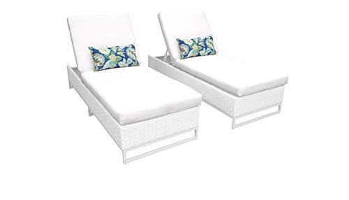 TK Classics Miami Resin Patio Chaise Lounge Set of 2 with Extra White Covers