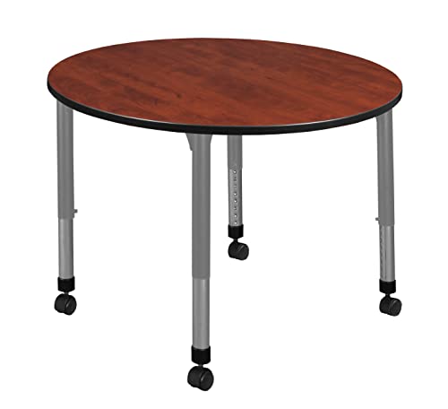 Romig 48" Round Height Adjustable Classroom Table Cherry/Grey