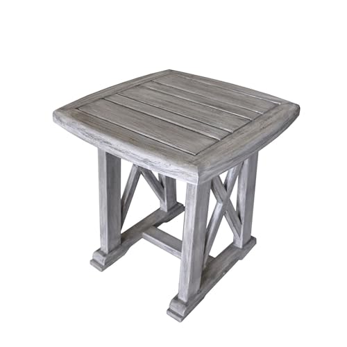 Courtyard Casual Surf Collection 3 Piece Bistro Set with Side Table and Club Chairs Driftwood Gray