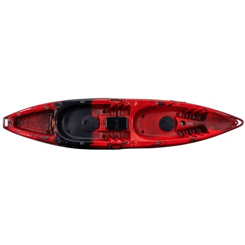 Hipicute 13FT Sit-on-Top Fishing Kayak for 2 Adults with Paddle & Comfortable Seat, Reddish Black