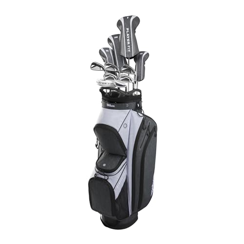WILSON Women's PlayerFit Compete Golf Set with Cart Bag - Ladies Right Hand, Graphite, Periwinkle/Black