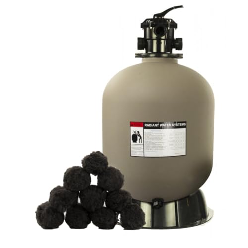 Rx Clear 24" Sand Filter with Black Luster Balls for Inground Pools Multicolor