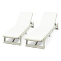 Christopher Knight Home Maki Outdoor Acacia Wood Chaise Lounge Set of 2 Weathered Gray + Gray + Cream