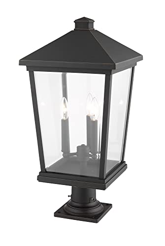 Z-Lite 3 Light Outdoor Pier Mounted Fixture Black