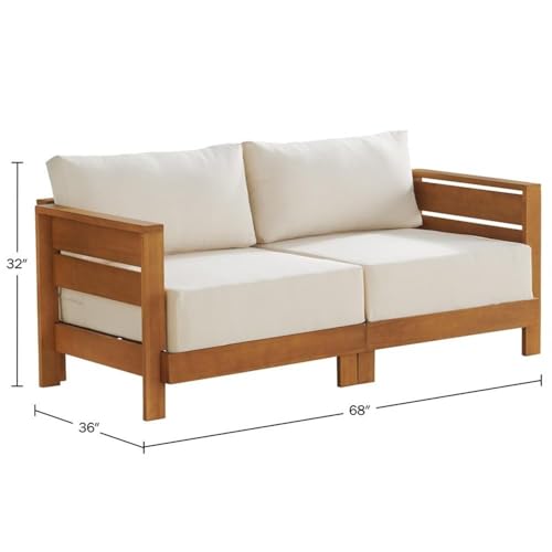 Alaterre Furniture Outdoor Loveseat Brown - Weather-Resistant 2-Person Couch with Stain-Resistant Cushions