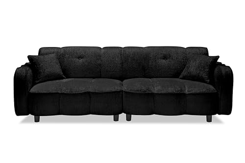 ECKF Large Teddy Plush Sofa Velvet Couch Black