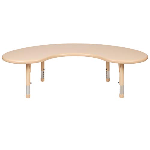BizChair Half-Moon Adjustable Activity Table Natural