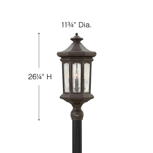 Hinkley Raley Large Post Top Lantern Aluminum Clear Water Glass Shade Oil-Rubbed Bronze