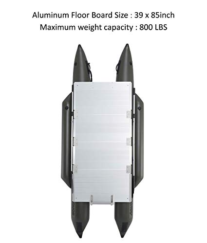 AQUOS Heavy-Duty Inflatable Pontoon Boat with Trolling Motor Transom Hand Control 12V 55LBS