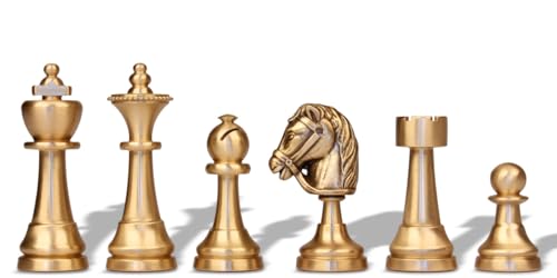 The Chess Store Classic Persian Staunton Solid Brass Chess Set with Elm Burl Board