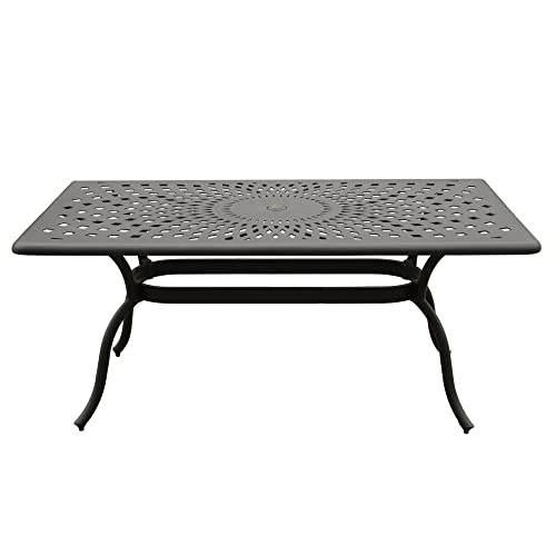 Oakland Living Modern Ornate Outdoor Aluminum Patio Dining Set with Six Chairs Black