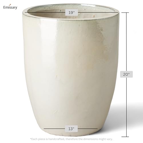 Emissary 19in Pearl White Stoneware Round Planter