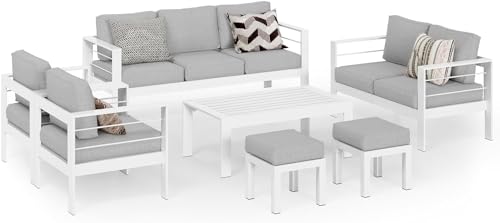 Wisteria Lane Aluminum Outdoor Patio Furniture Set Light Grey