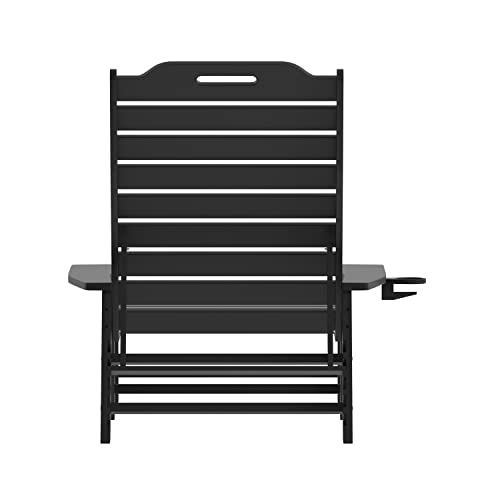 Taylor & Logan Edgley Set of 2 Adjustable Adirondack Loungers with Cup Holder Black