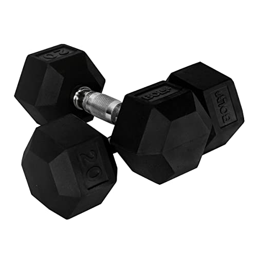 Bolt Fitness Supply Hex Rubber Dumbbell Set 5-35 lb Black Silver