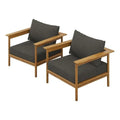 Modway Wren Teak Wood Outdoor Patio Armchair Set of 2 Natural Flint Gray