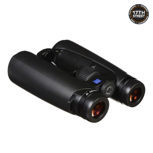 ZEISS 10x42 Victory SF Binoculars Bundle with Harness Strap, Camo Hat, Cleaning Cloth & Lens Wipes (Black/Yellow)