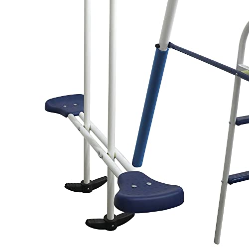 XDP RECREATION Kids Outdoor Playground Set with Glider, Slide, Swings & Seesaw Blue/White