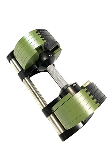 Bolt Fitness Supply x NÜOBELL Adjustable Dumbbell 5-50LB (Pair) Green Silver. Full Body Workout Home Gym.