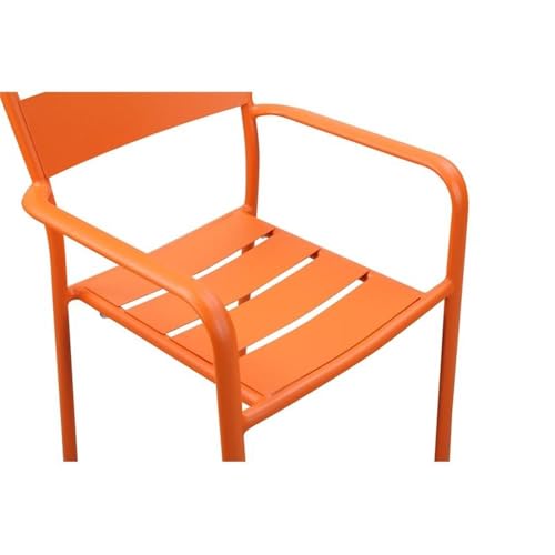 Pemberly Row 34" Aluminum Patio Dining Chair Set of 6 Orange