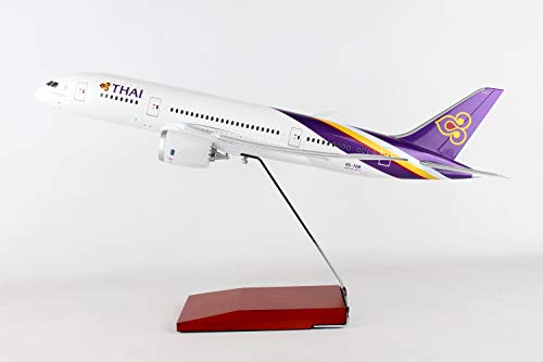Daron Skymarks Thai 787-8 Model 1/100 with Wood Stand & Gear Purple