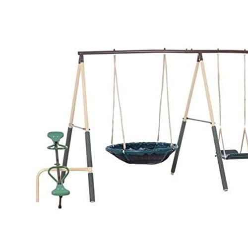 XDP RECREATION Deerfield Outdoor Playground Swing Set Green and Tan
