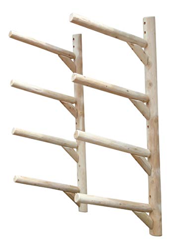 Log Kayak Rack 4-Place Kayak/SUP Wall-Mounted Rack Unfinished
