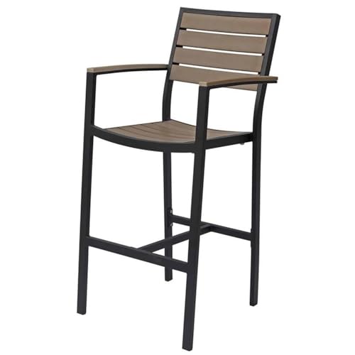 Home Square Aluminum Patio Bar Stool Set of 3 Black Frame Gray
