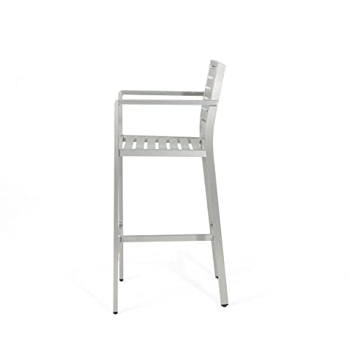 Christopher Knight Home Tammy Coral Outdoor Silver Rust-Proof Aluminum Barstools Set of 4 Silver