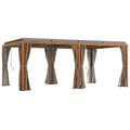 Outsunny 12' x 19' Louvered Pergola Hardtop Gazebo with Adjustable Roof Natural Wood
