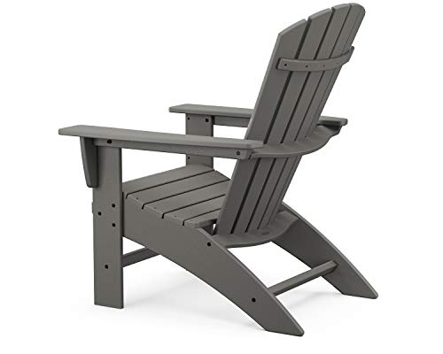 Polywood Nautical 3-Piece Curveback Adirondack Chair Set with Side Table Slate Grey