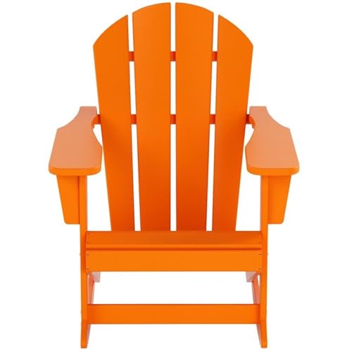 Costaelm Keller HDPE Plastic Outdoor Rocking Chair Set of 4 Orange
