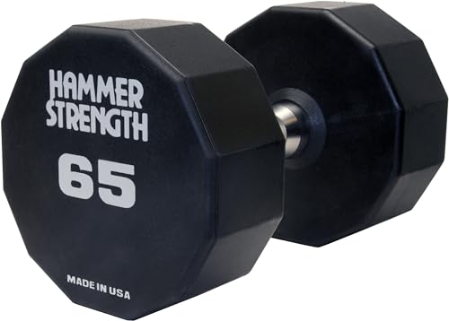 Life Fitness Hammer Strength 12-Sided Urethane Dumbbell 65Lb Black