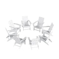 WestinTrends 8-Piece Modern Poly Folding Adirondack Chair Set White