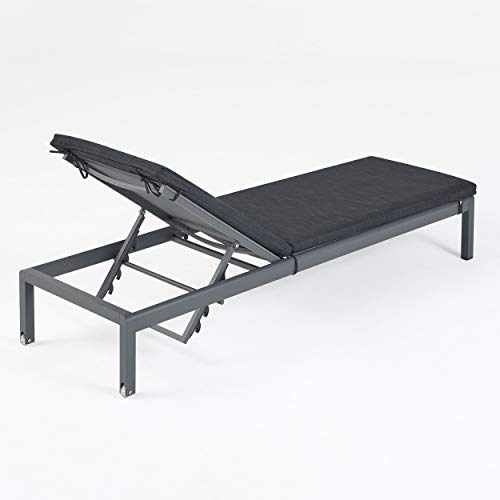 Great Deal Furniture Outdoor Chaise Lounge with Cushion Set of 2 Dark Gray