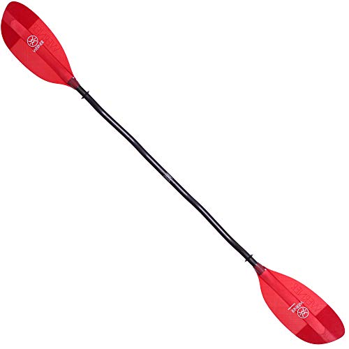 Werner Paddles Fiberglass Bent Shaft Kayak Paddle Translucent Red