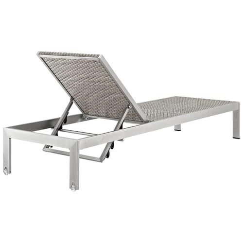 Pemberly Row Modern Aluminum Patio Chaise Lounge Set of 6 Grey