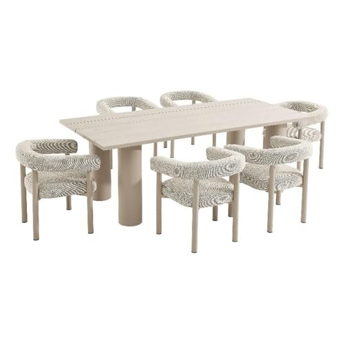 Modway Nautica 7-Piece Outdoor Rectangular Dining Set Ivory Taupe