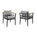 Armen Living Ezra Outdoor Patio Dining Chair Set of 2 Dark Grey