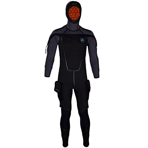 Apeks Men's Hooded Semi-Dry Suit 8/7mm Black/Grey XX-Large