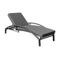 Armen Living Mahana Outdoor Patio Chaise Lounge Chair Black Aluminum and Wicker with Charcoal Cushion