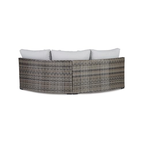 Benzara Mita 86 Inch Outdoor Loveseat with Pillows Gray Beige Black