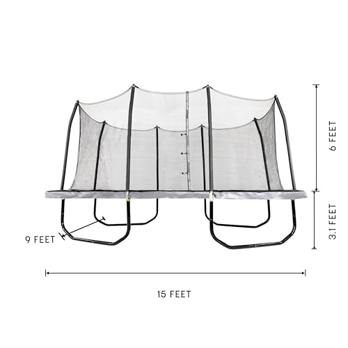 Skywalker Trampolines Epic Series 15 FT Rectangle Outdoor Trampoline with Enclosure Net Black and Gray