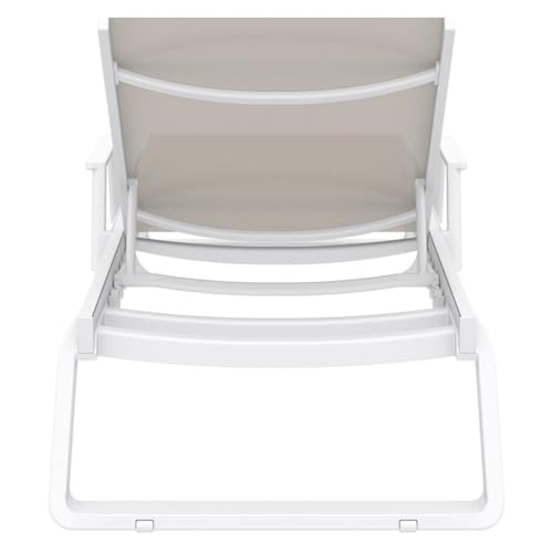 Compamia Tropic Arm Sling Chaise Lounge White Frame Taupe Sling White